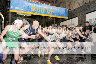 empire state Men burst out from the starting line of the Empire State Building Run-Up. Photo Courtesy of New York Road Runners