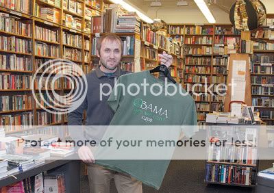 obama tee Get ready for Inauguration Day with an Obama T-shirt from Morningside Bookshop. Photo By: Andrew Schwartz