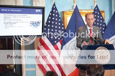 Health Commissioner Dr. Thomas A. Farley speaks during a city briefing about the upcoming flu season.