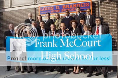 Elected officials and community leaders at the official announcement of Frank McCourt High School, on Oct. 6. Photo by Andrew Schwartz