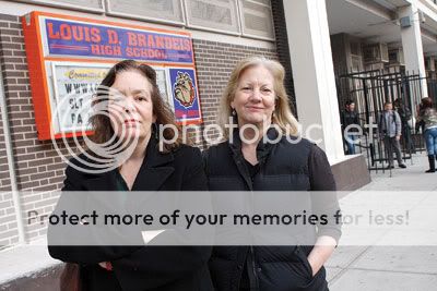 Parents Bijou Miller and Sara Mears are unhappy with the disparity between screened high schools in Districts 2 and 3 that give priority to local students. Photo by Andrew Schwartz