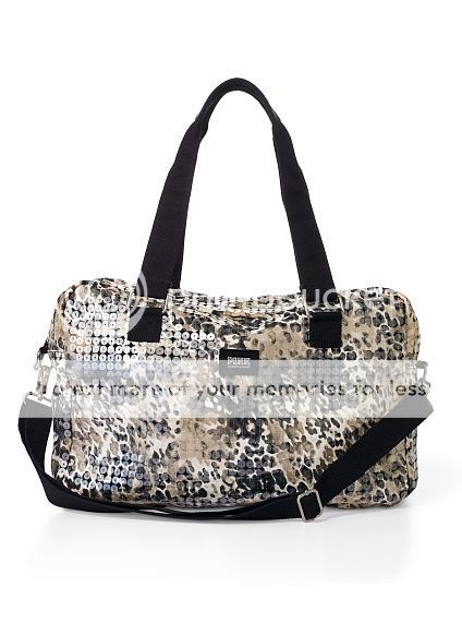Bolso Animal Print con lentejuelas transparentes 100% original de la línea PINK de Victorias Secret. Super impactante! Con aplicación de cuero en el frente